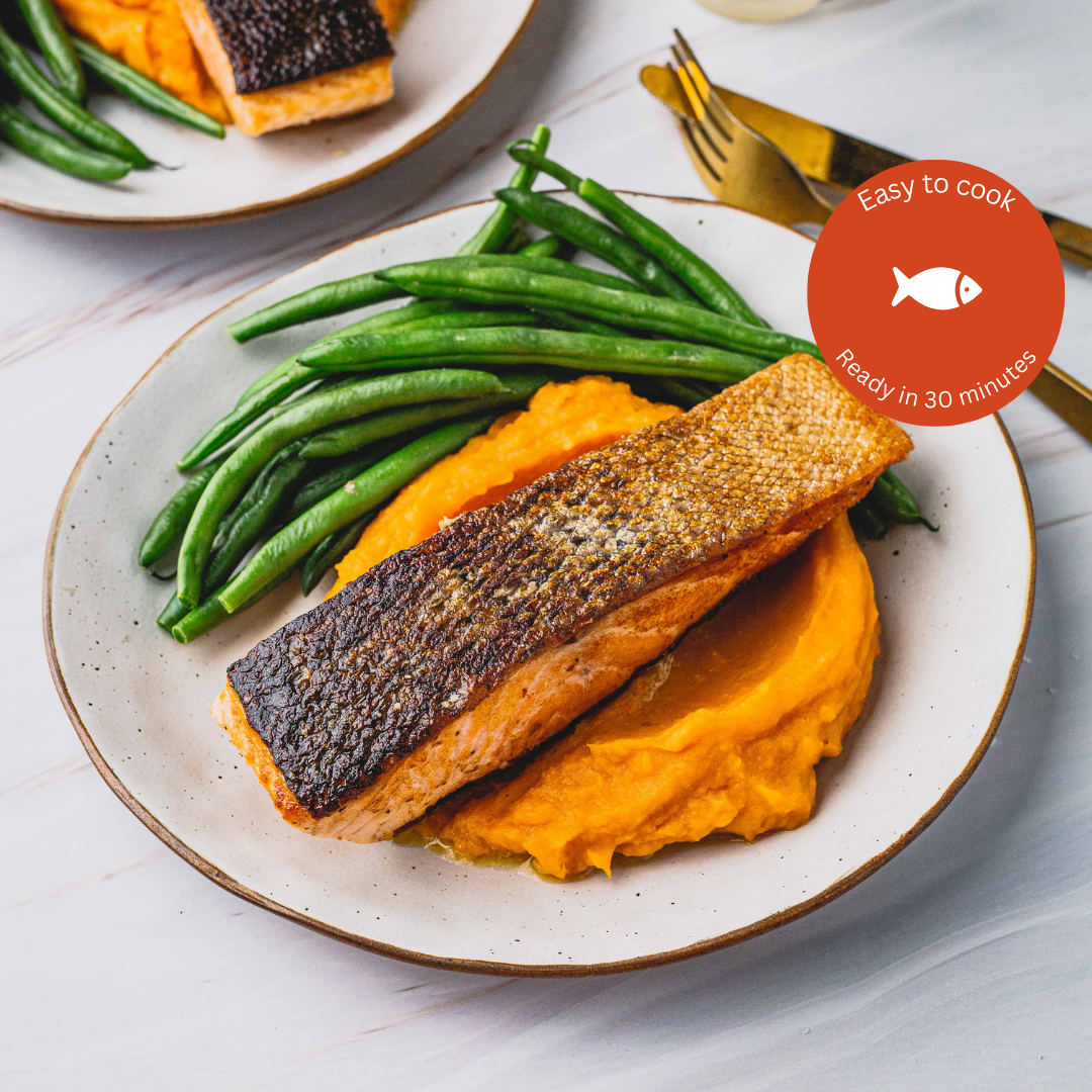 Spiced Maple-Glazed Salmon with Sweet Potato Mash