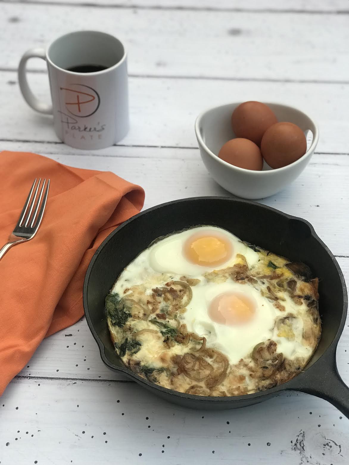 Breakfast Skillet with Eggs and Spinach