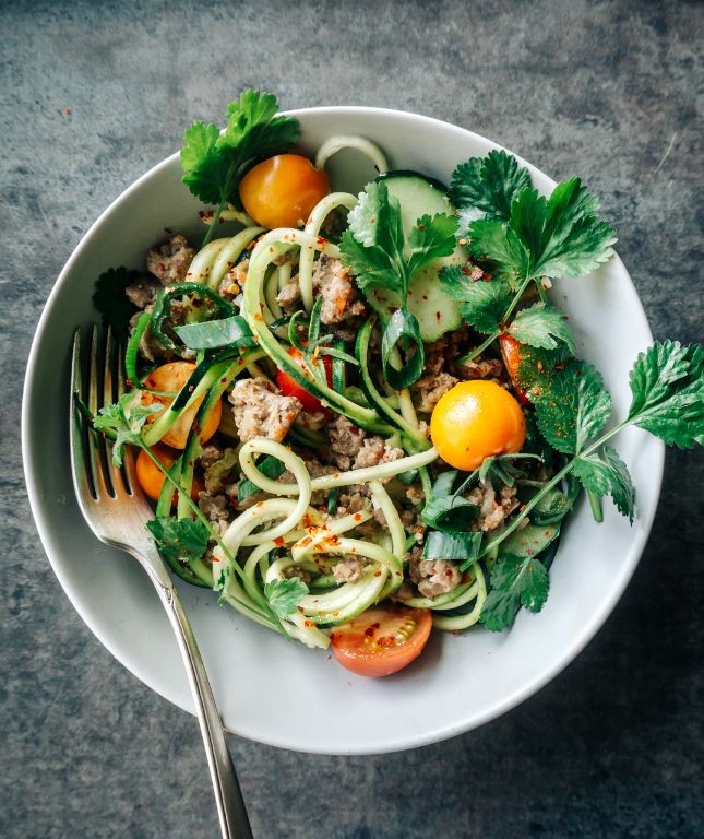 Ginger-Zucchini Noodle Bowl with Mint