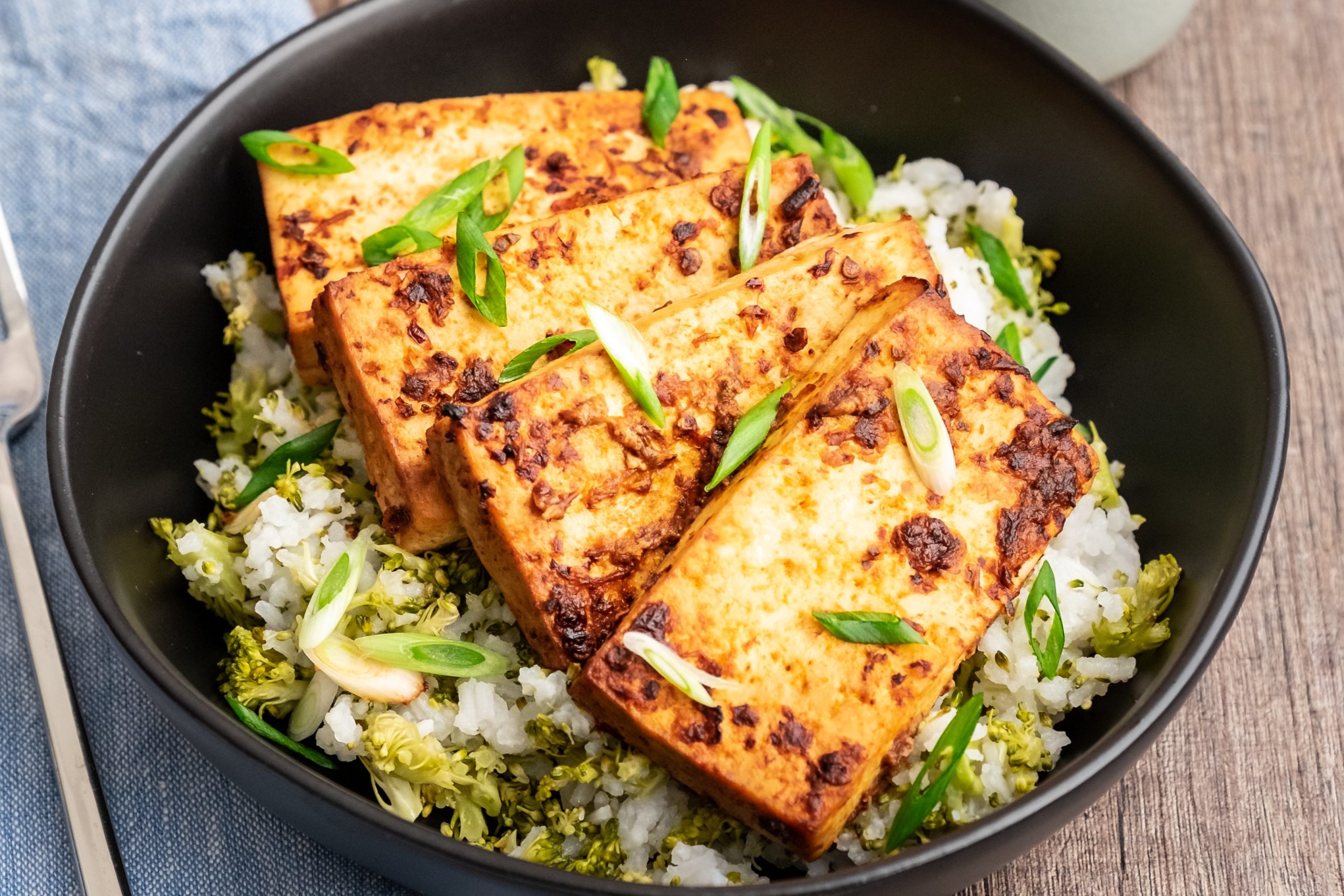 Miso-Glazed Tofu & Broccoli with Ginger-Scallion Rice