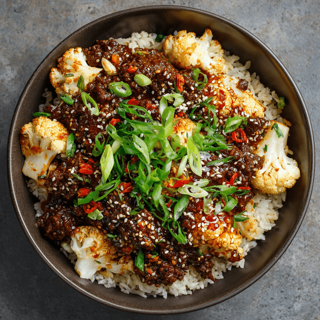 Ginger-Soy Beef & Cauliflower Bowls