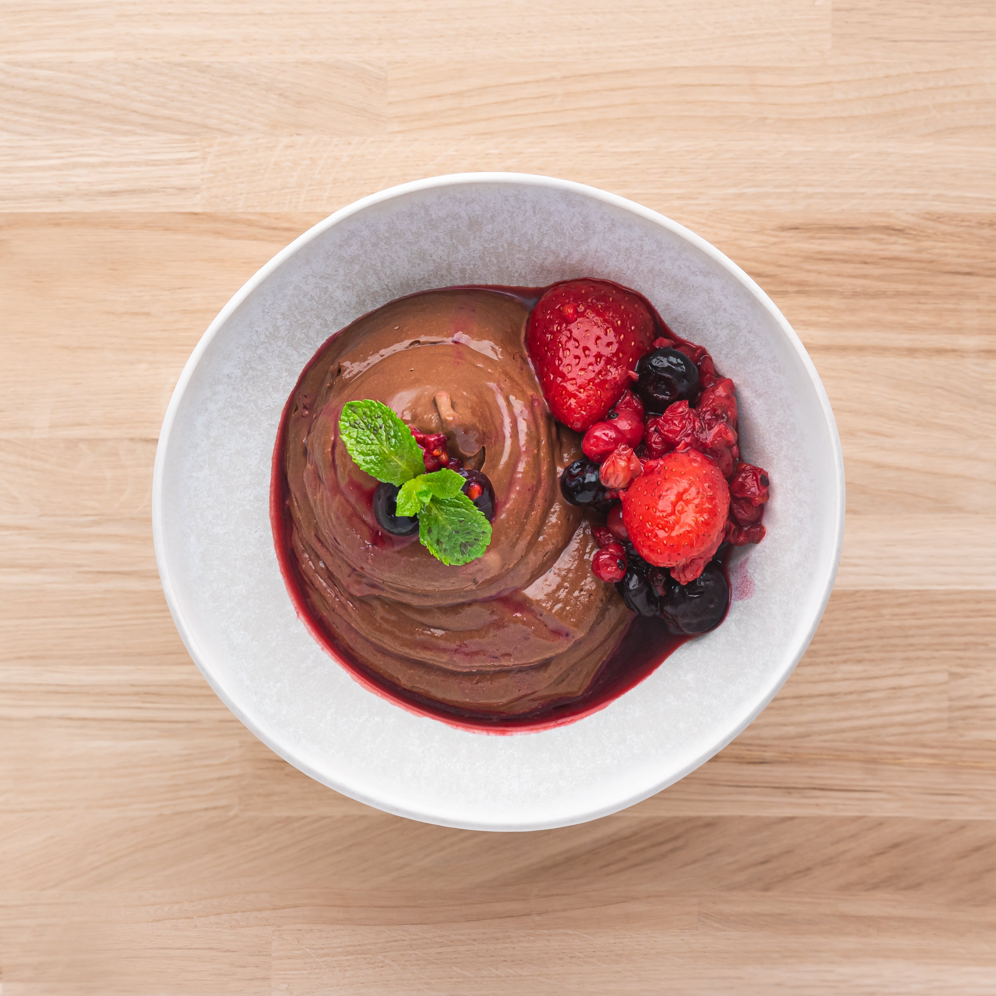 Half-Sweet Chocolate Mousse with Fresh Berries