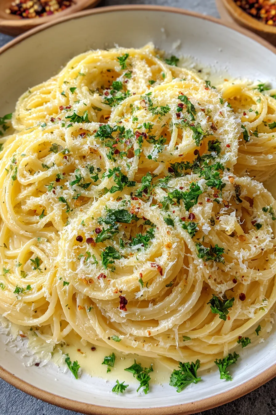 One-Pot Creamy Garlic Parmesan Spaghetti