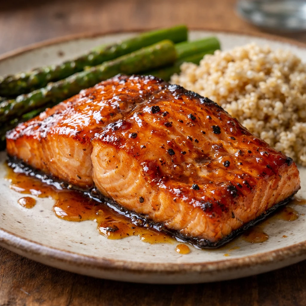 The Best Ever Maple Glazed Salmon with Asparagus