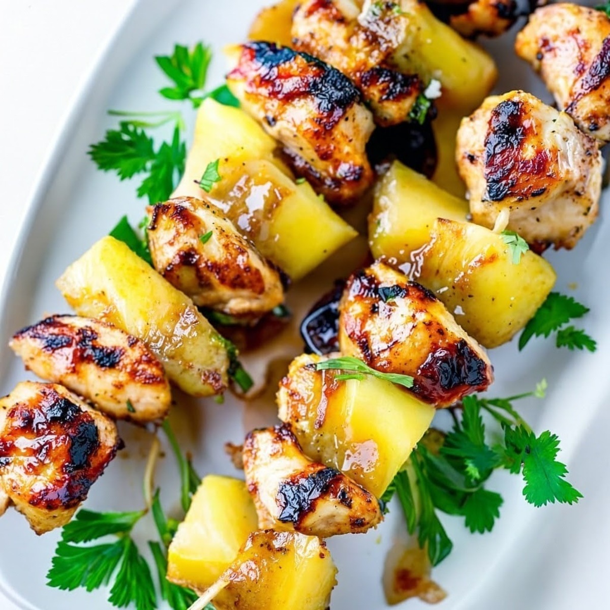Pineapple-Glazed Tiki Chicken Skewers