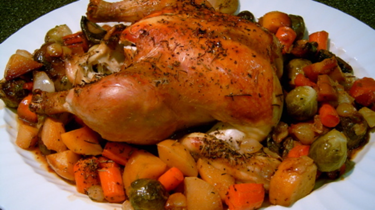 Low-Sodium Herb Roasted Chicken with Root Vegetables