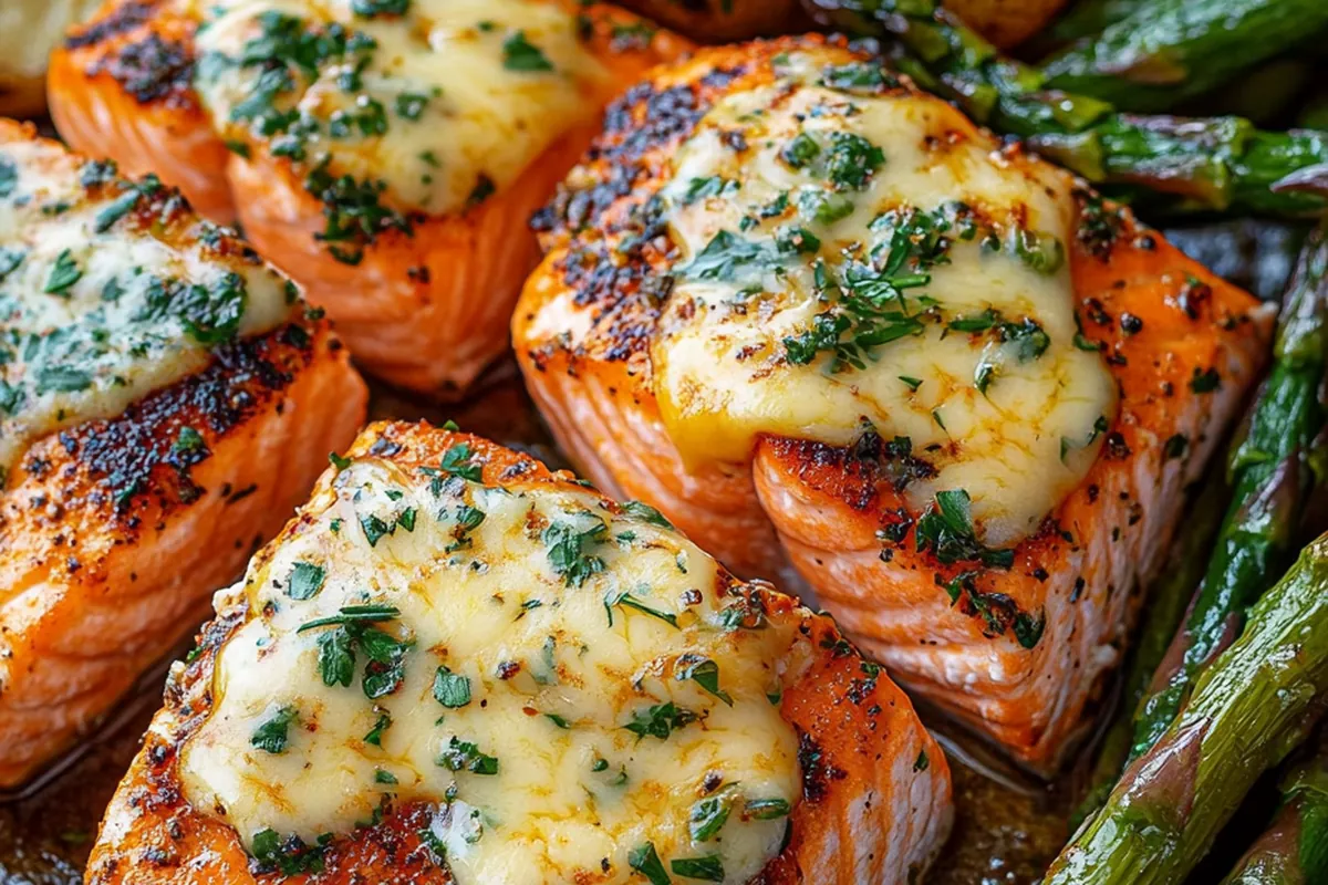 Herb-Crusted Salmon with Roasted Asparagus and Lemon