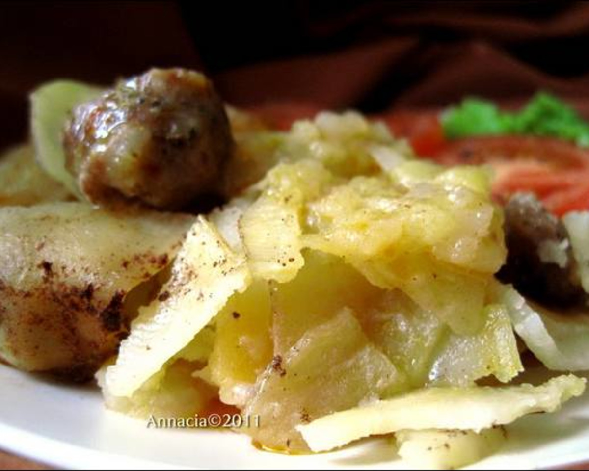 Mediterranean Sausage & Potato Bake with Herbed Eggs