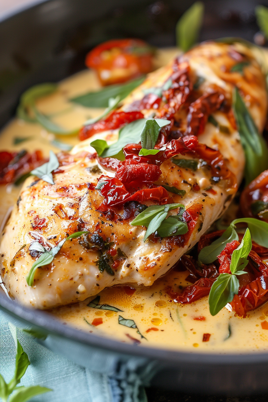 Coconut Cream Sun-Dried Tomato Chicken with Asparagus