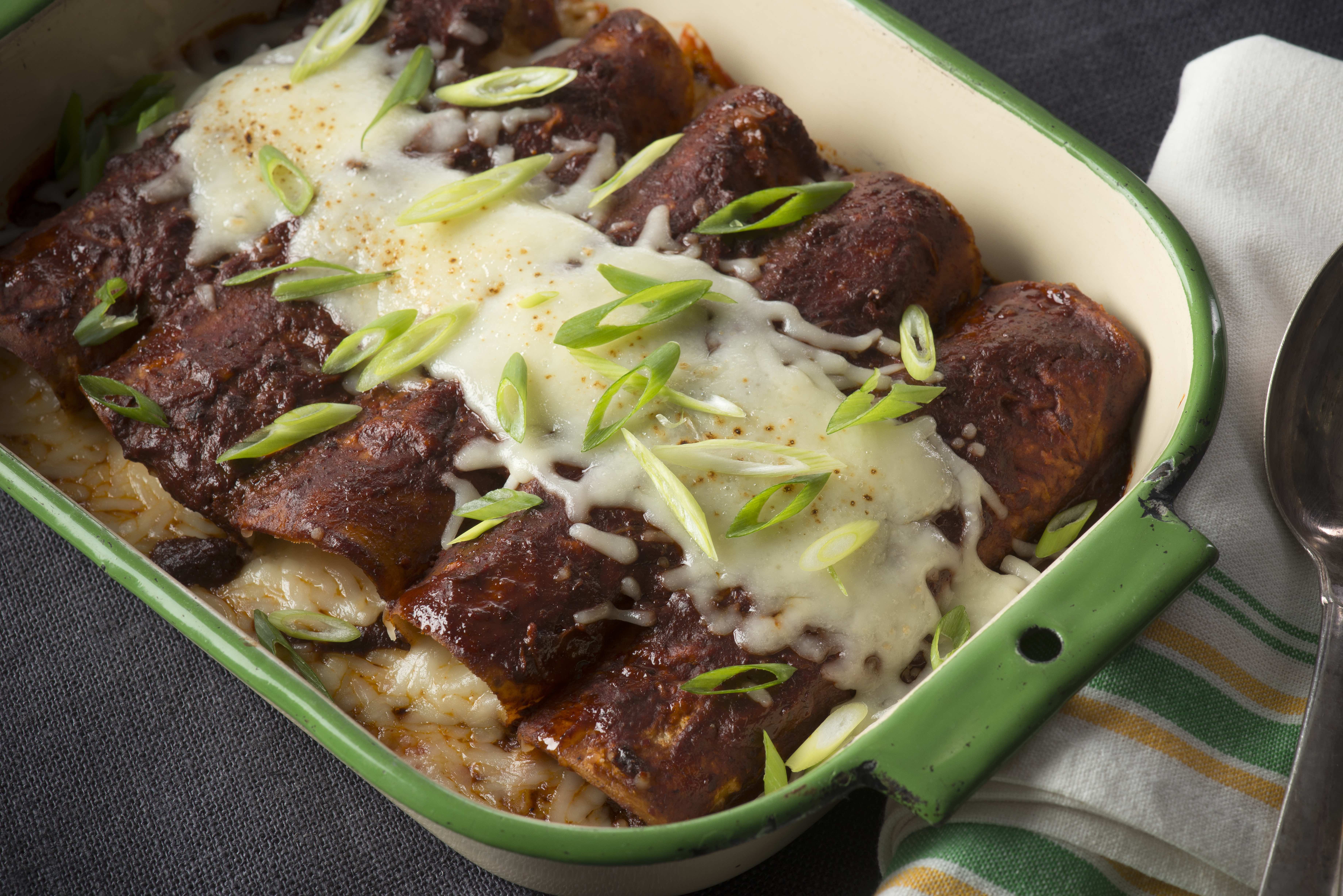 Cheesy Chicken Mole Enchiladas