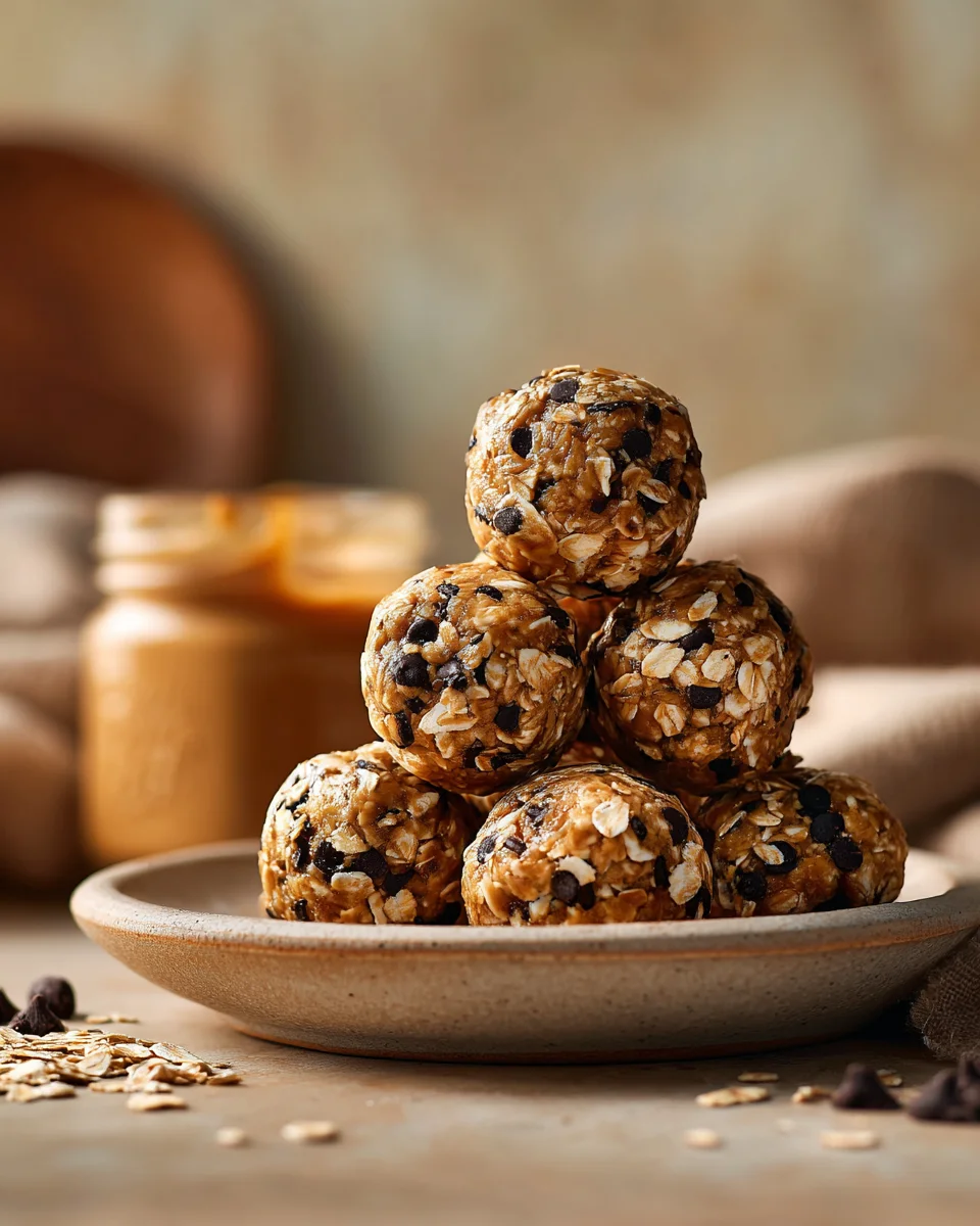 No-Bake Chocolate Peanut Butter Energy Balls with Oats