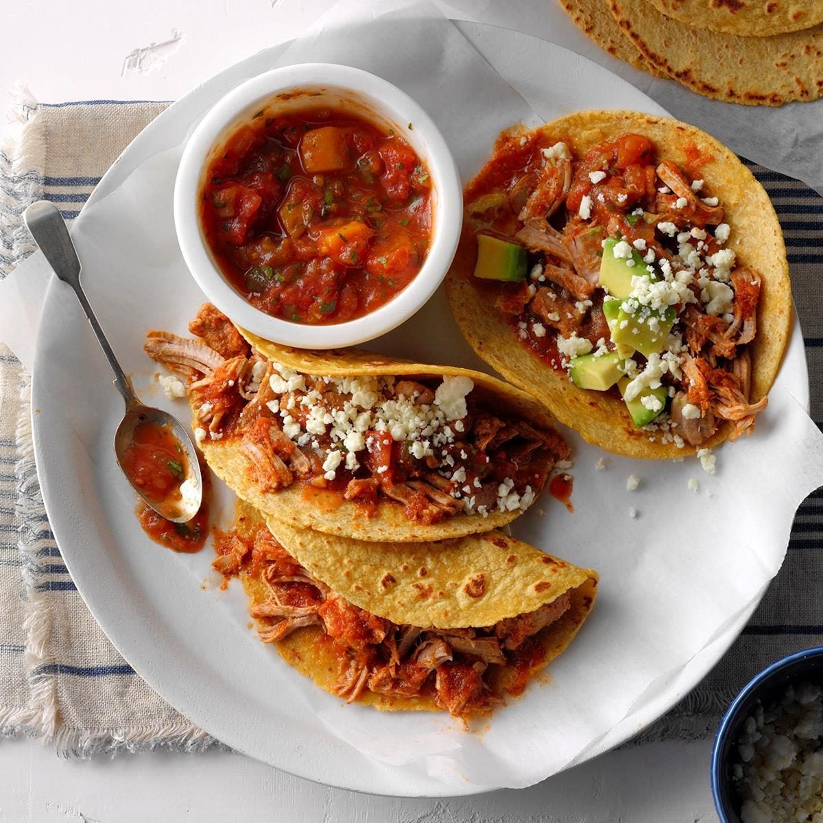 Slow-Cooked Adobo-Style Pork Tacos with Mango-Pineapple Salsa