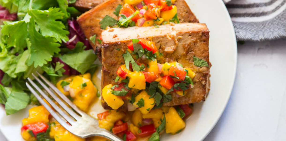 Marinated Tofu with Mango Relish