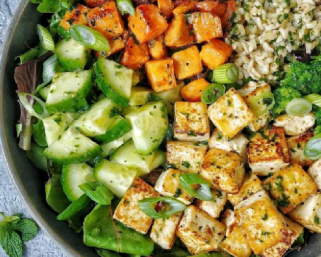 Crispy Sausage & Roasted Sweet Potato Bowl