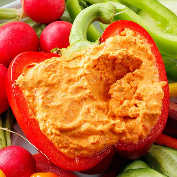 Roasted Red Pepper and Avocado Dip with Crudités