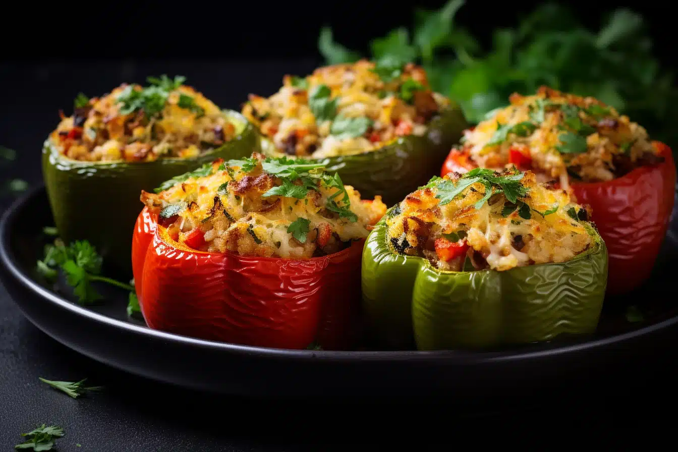 Crispy Keto Stuffed Bell Peppers with Ground Turkey