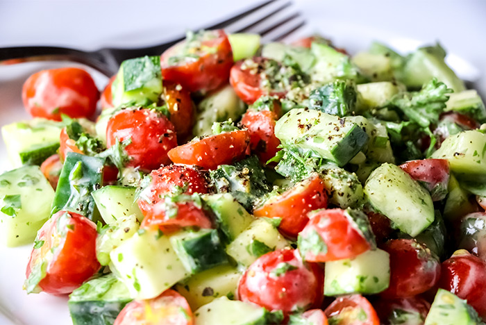Cucumber-Tomato Salad with Lemon-Herb Dressing