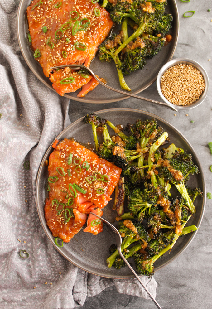 Miso-Glazed Salmon with Roasted Broccoli