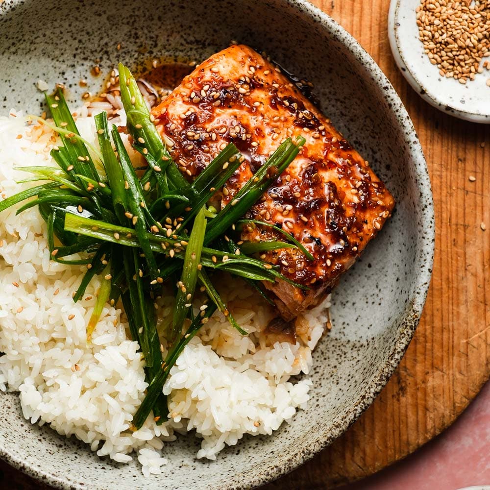 Honey-Glazed Salmon with Ginger-Sesame Veggies