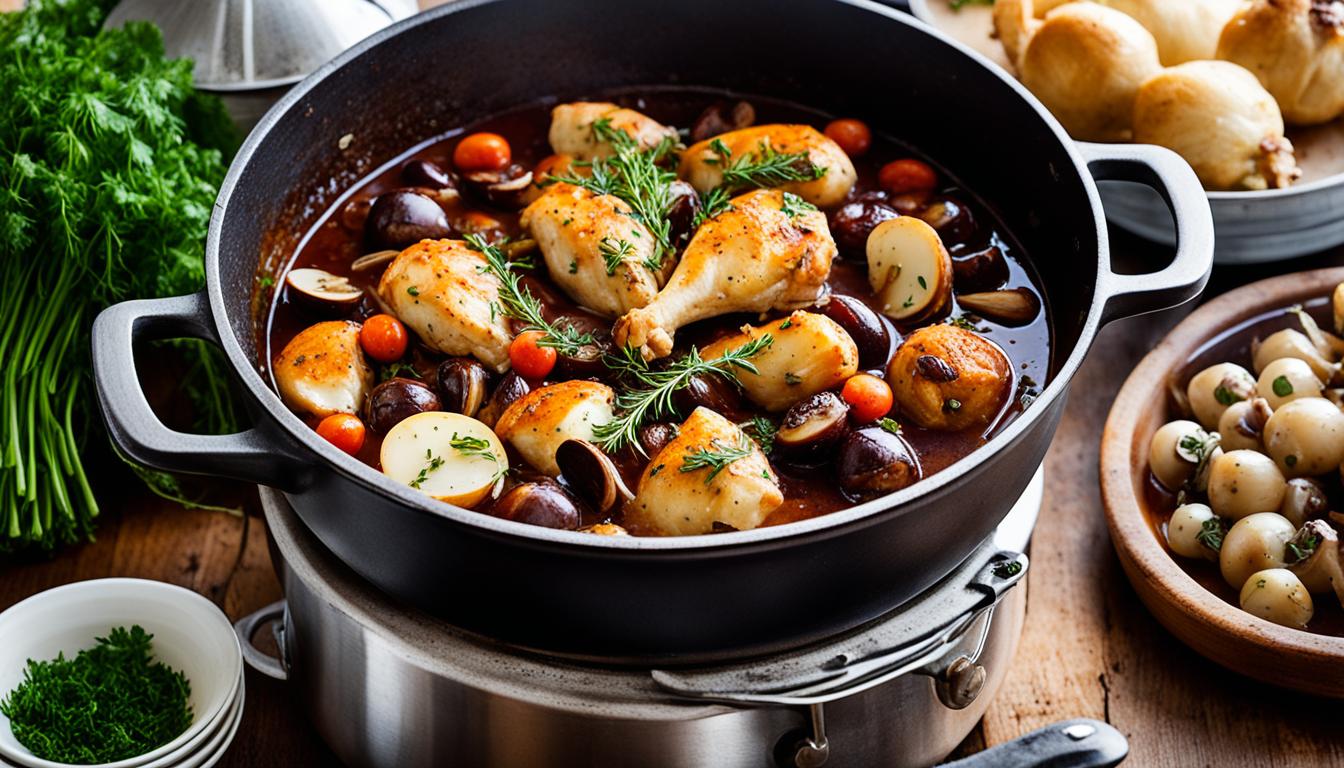 Authentic Coq au Vin with Mushroom-Parsley Reduction