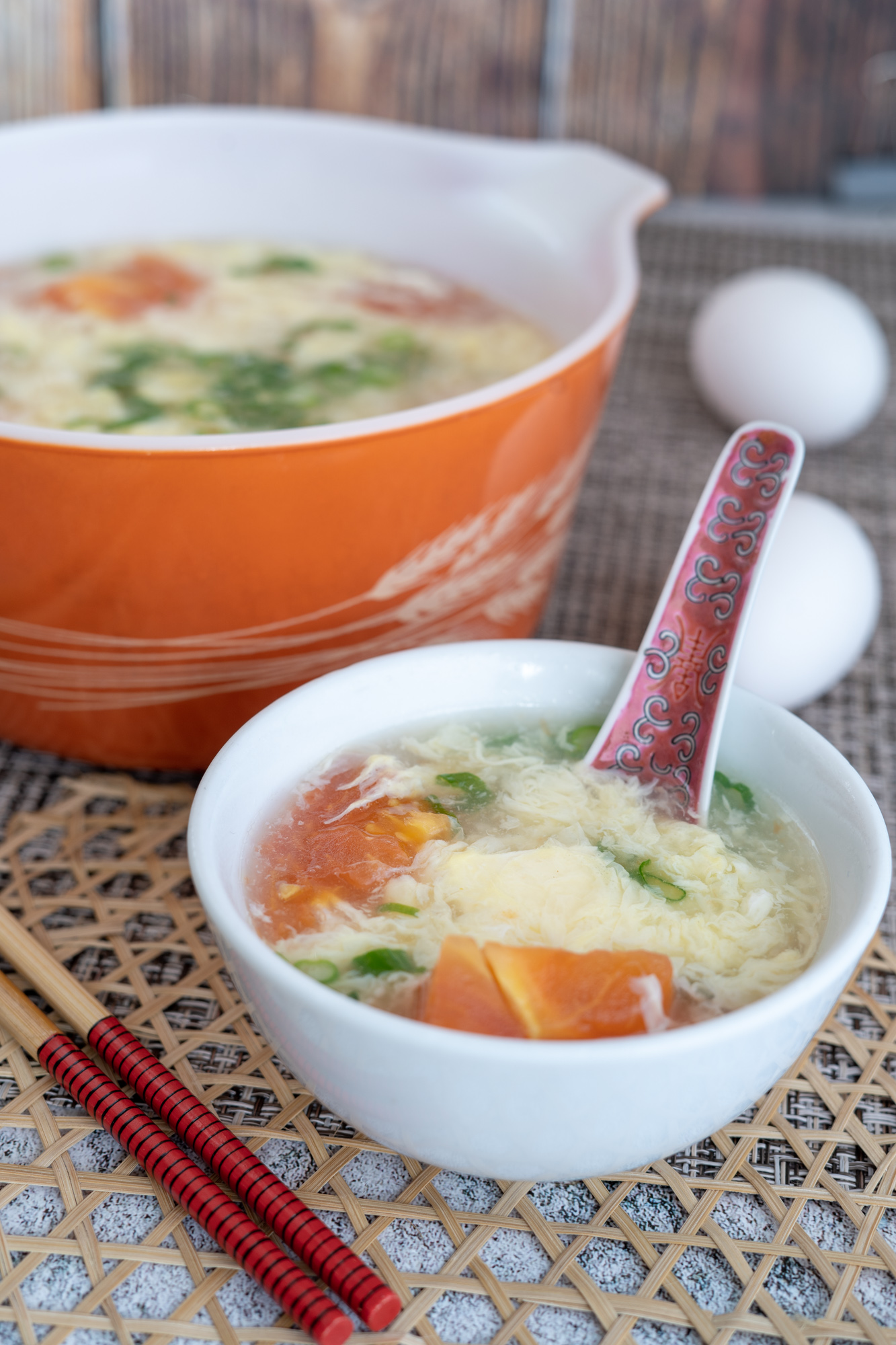 Tomato Egg Drop Soup with Tofu