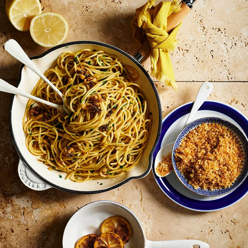 Sun-Drenched Lemon Herb Pasta with Crispy Capers