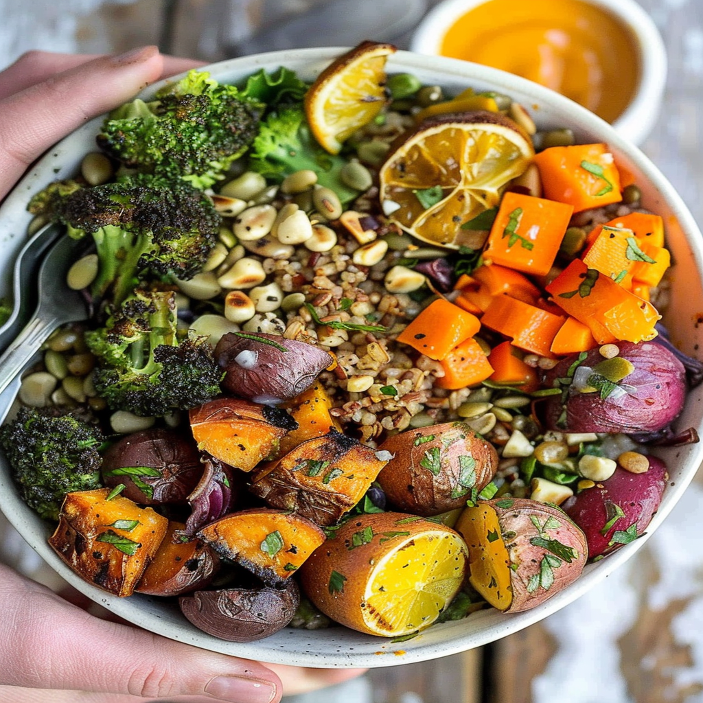 Heart Emoji Veggie Bowl with Citrus Dressing
