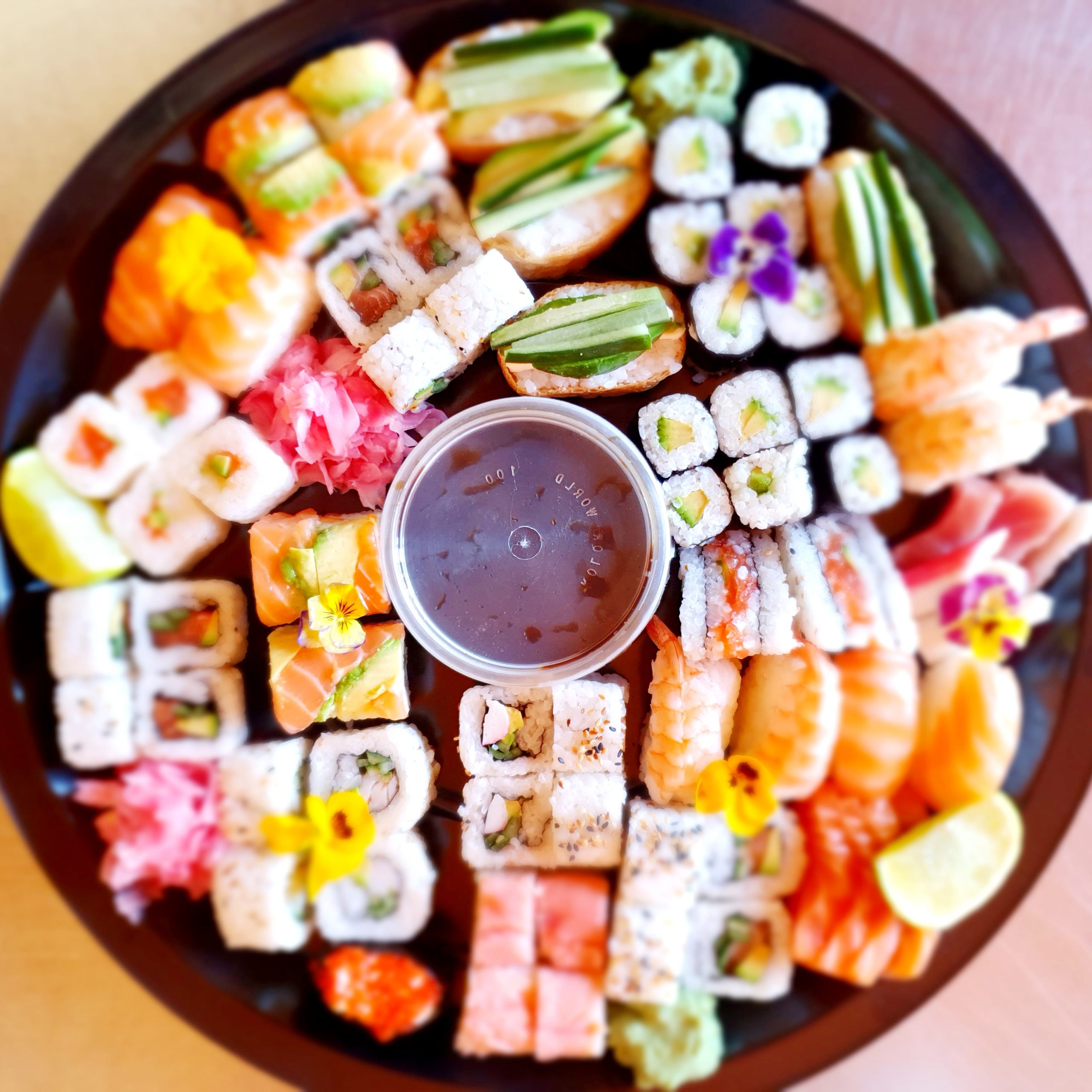 Sushi Roll Social: Colorful Grid Platter