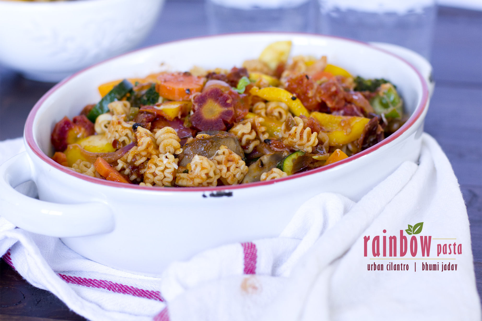 Pop Star Rainbow Pasta with Herb Sauce