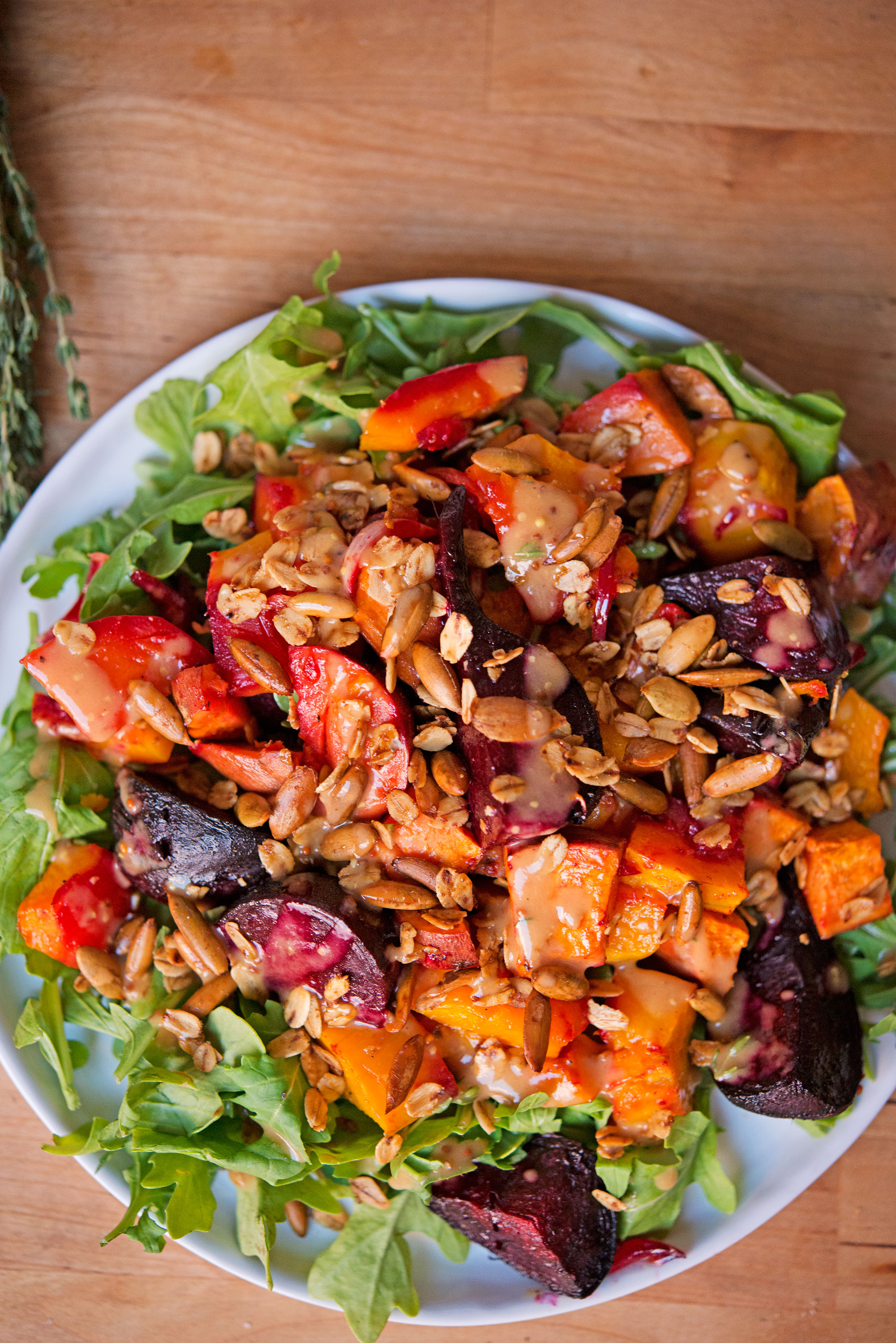 Aperol-Balsamic Roasted Vegetable Salad with Arugula