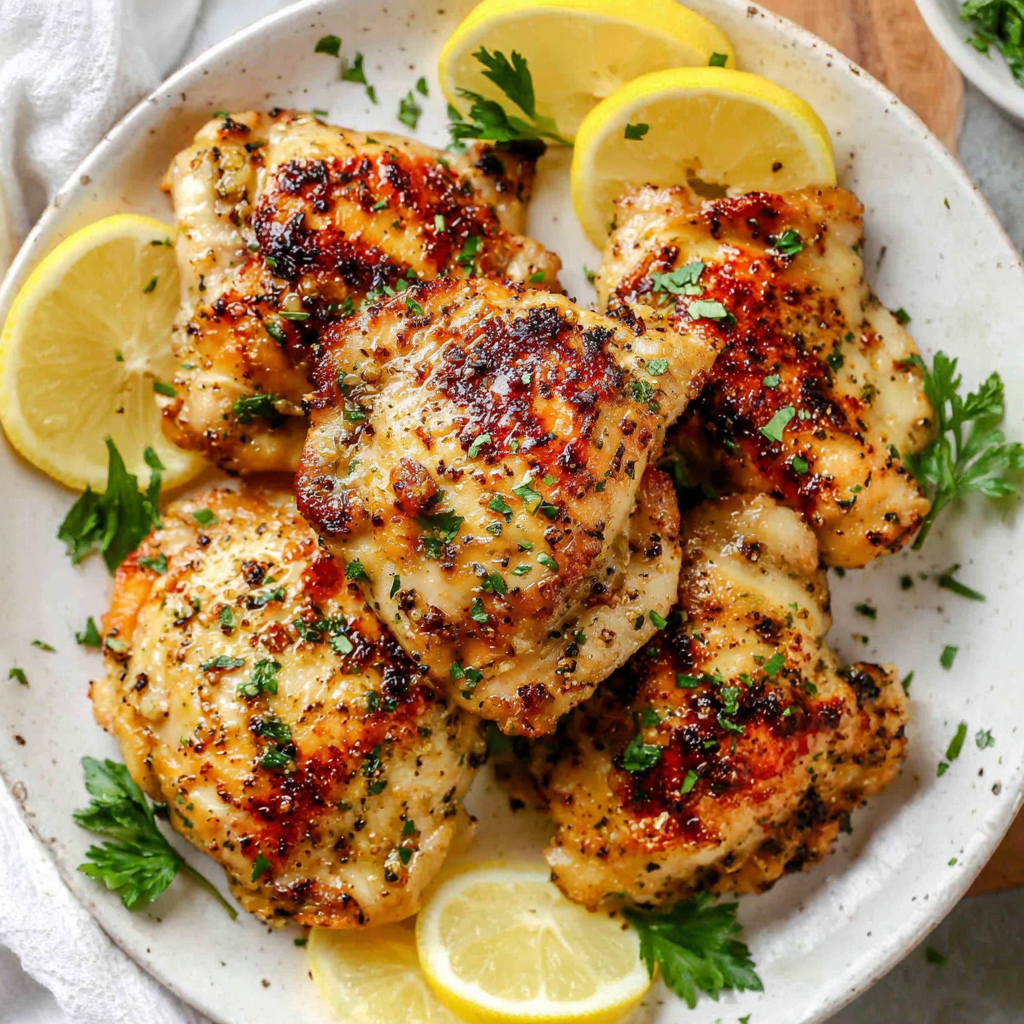 Herb-Crusted Chicken Thighs with Lemon and Olives