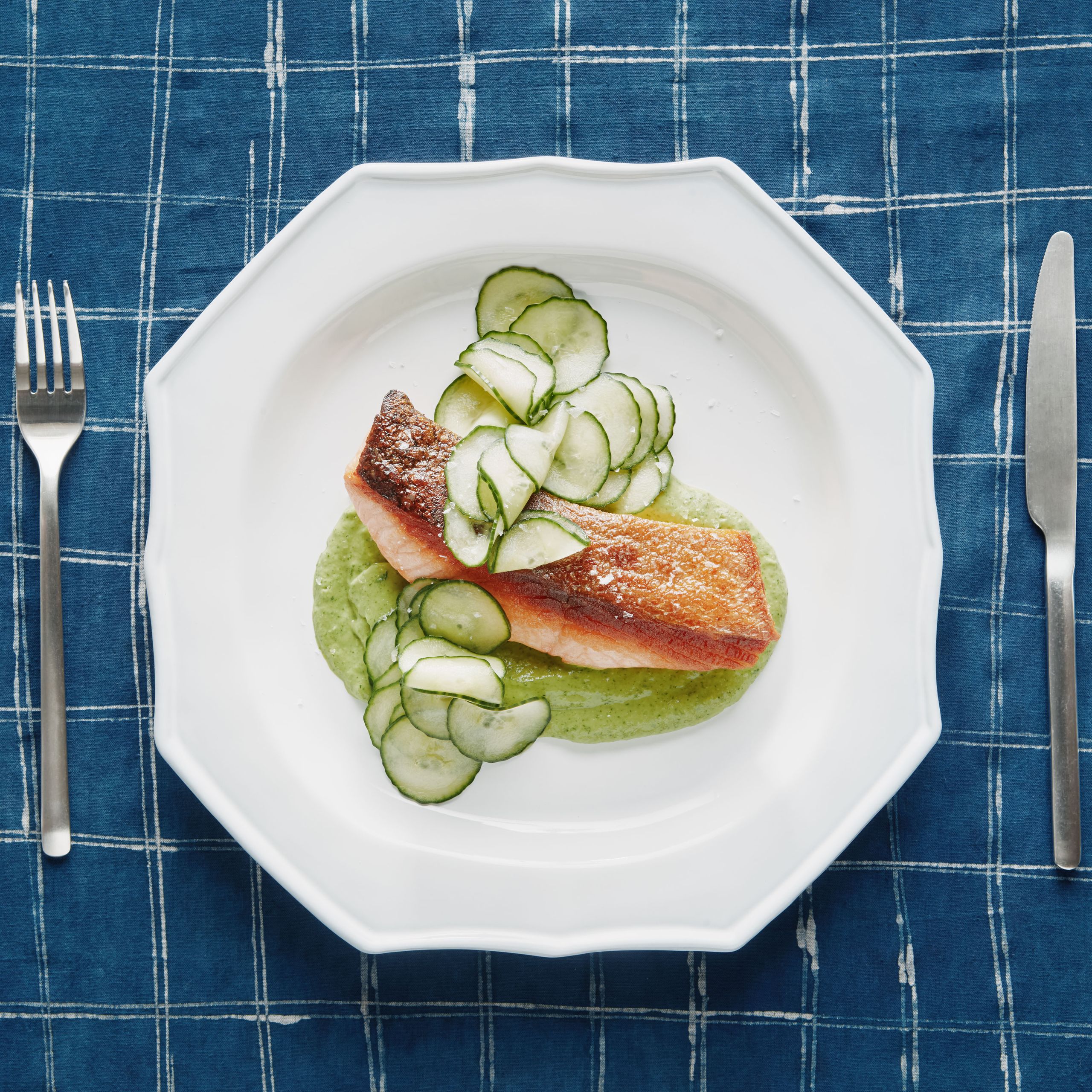 Noto Emoji-Style Citrus Salmon with Crispy Avocado 'Hearts'