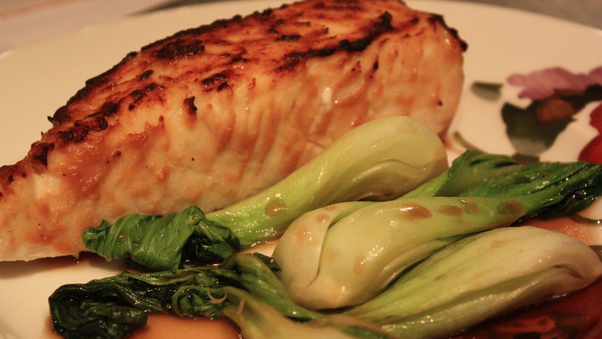 Honjozo-Style Miso-Glazed Halibut with Pickled Ginger