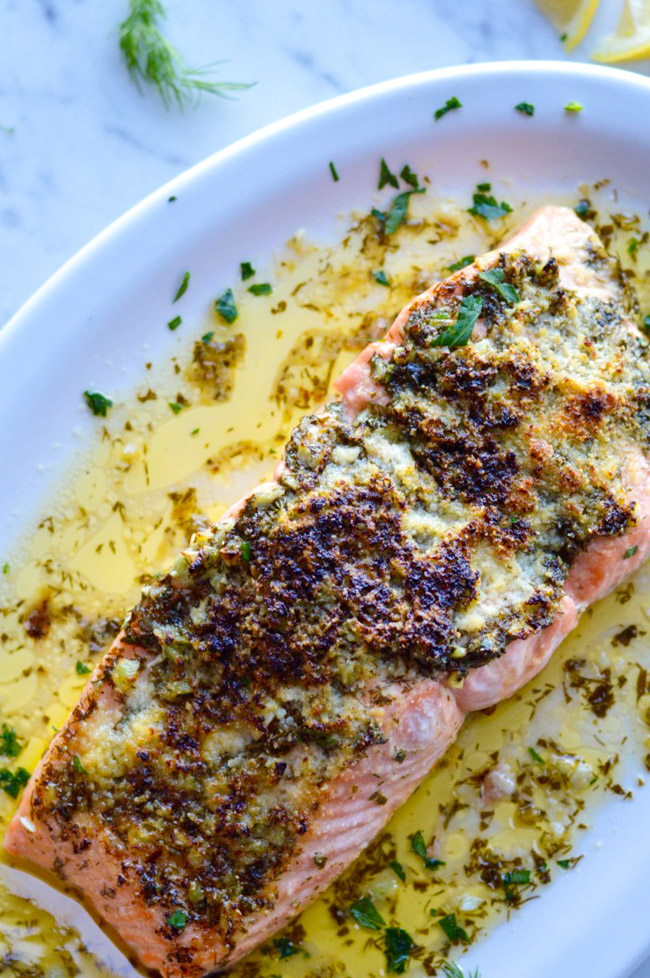 Herb-Crusted Lemon Garlic Salmon