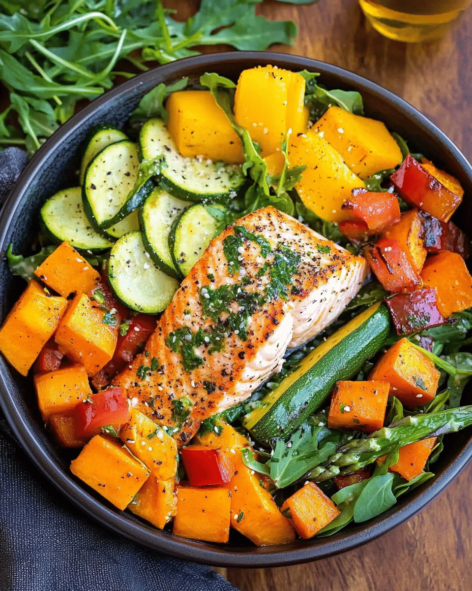 Turmeric-Sparkled Salmon & Rainbow Veggie Bowl