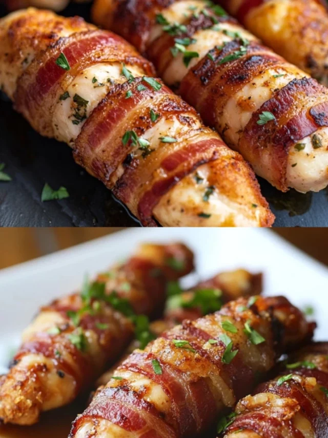Crispy Bacon-Wrapped Chicken Tenders with Avocado Cream
