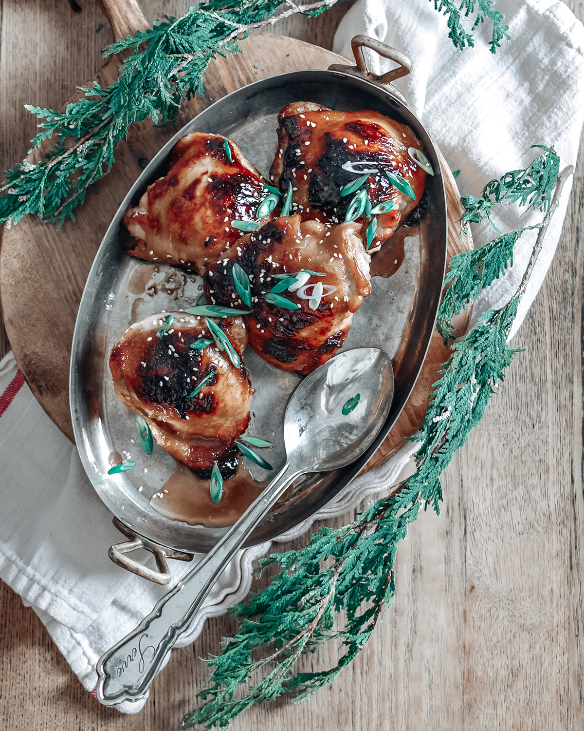 Honey-Sesame Glazed Chicken Thighs with Sesame Veggies