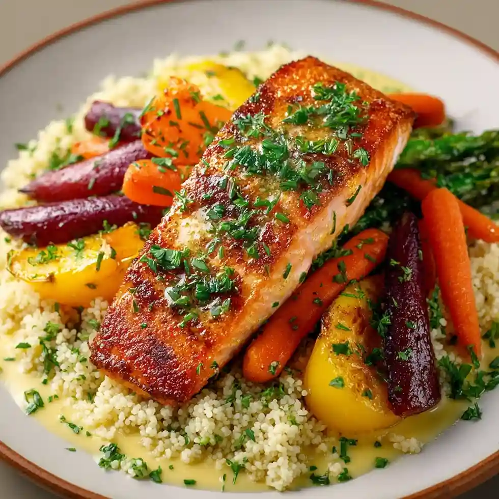 Honey-Mustard Glazed Salmon with Roasted Veggies