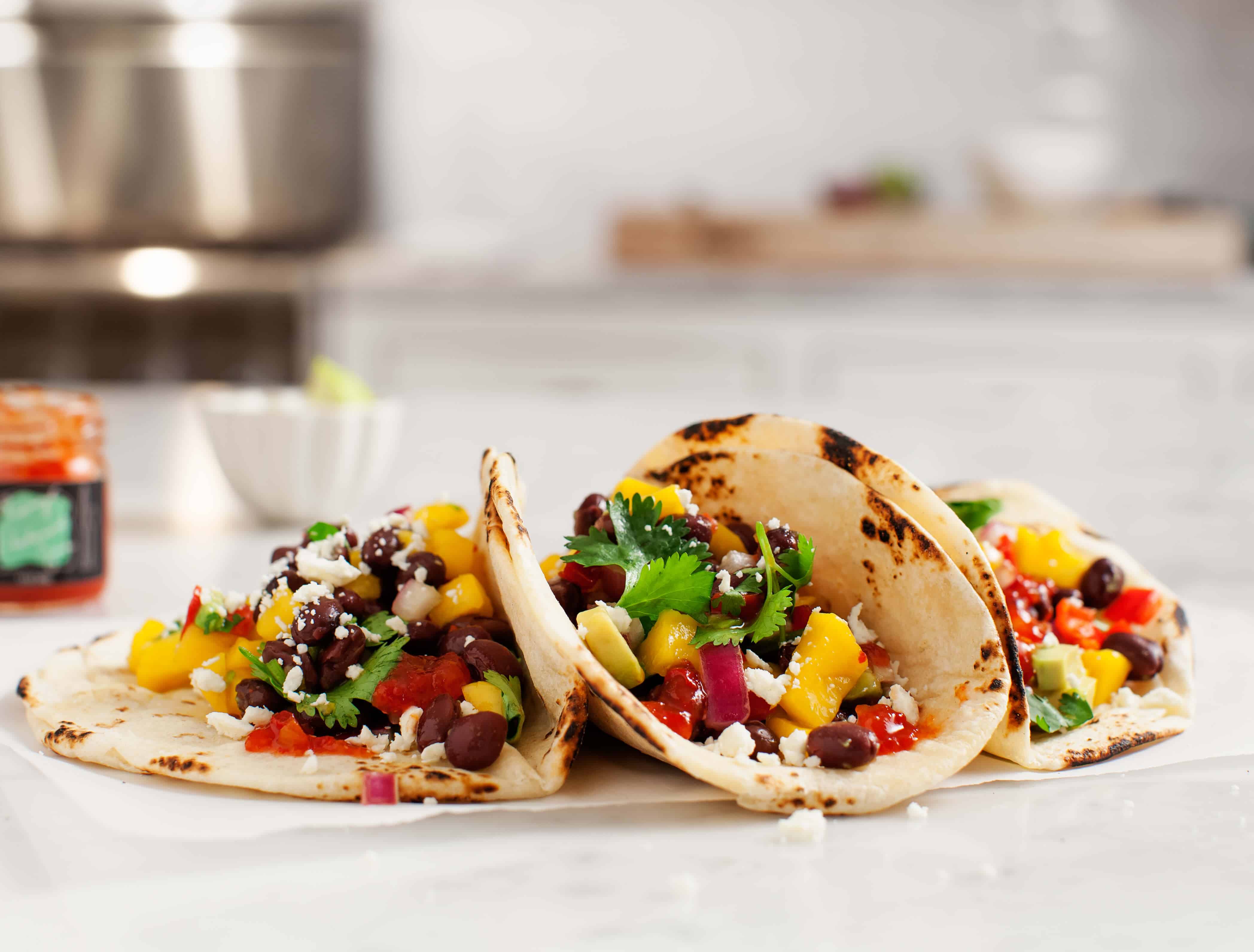 Garcia's Spicy Black Bean Tacos with Mango Salsa