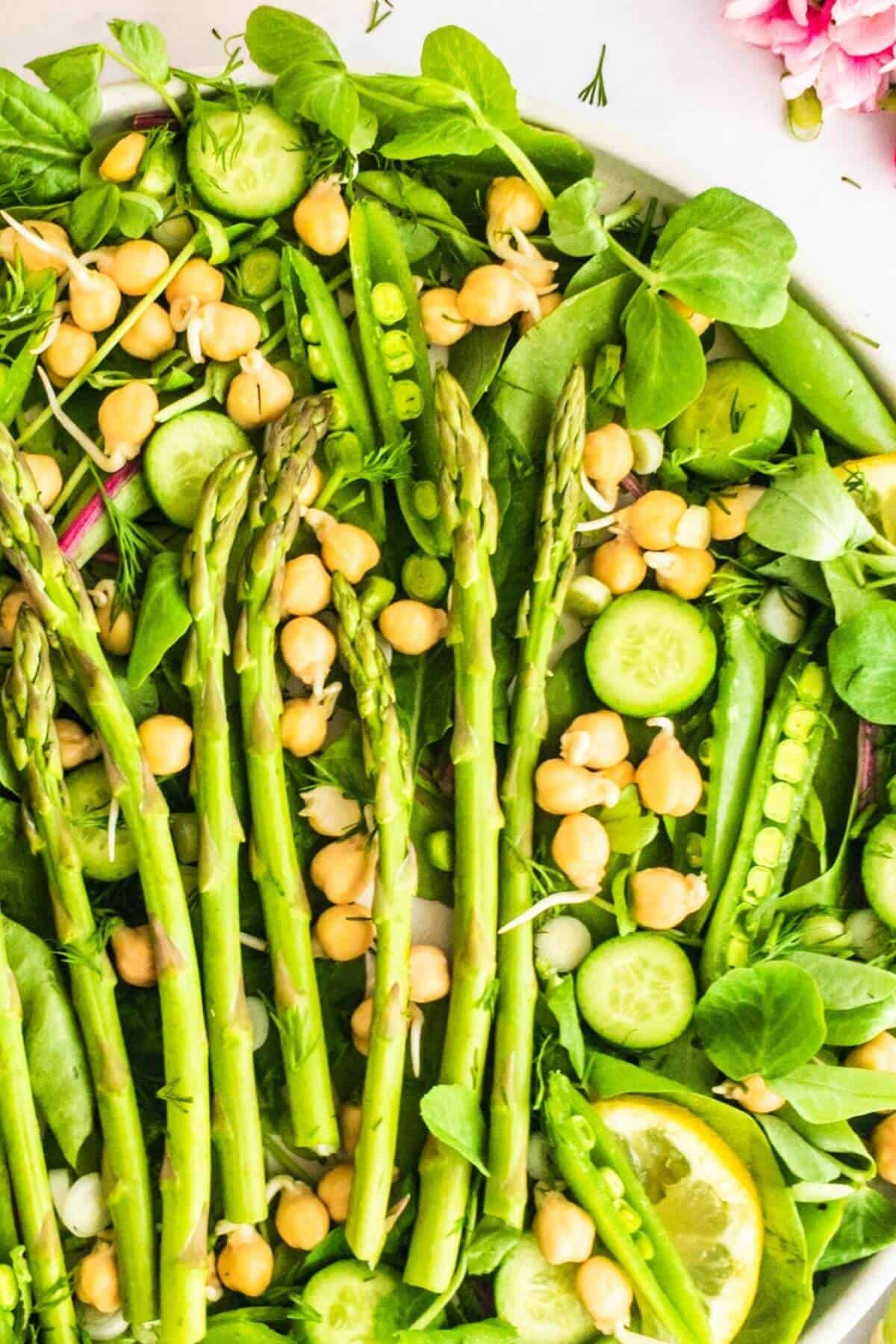 Citrus-Glazed Asparagus Salad with Pea Shoots