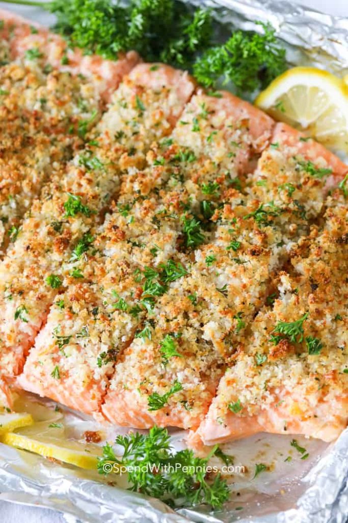 Herb-Crusted Lemon Baked Salmon