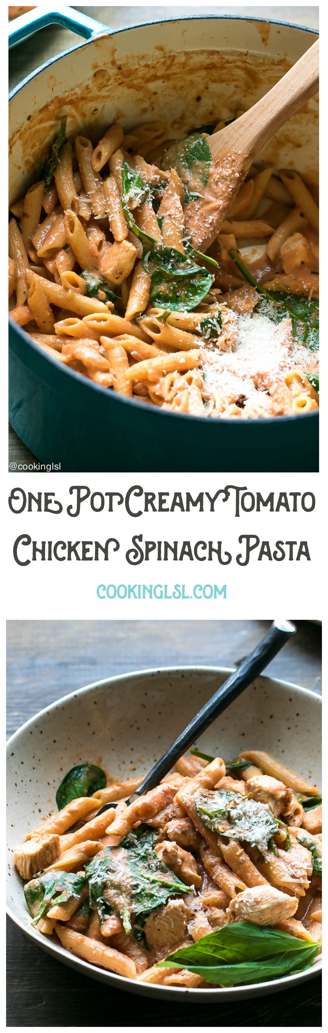 One-Pot Creamy Tomato Basil Pasta with Chicken and Spinach