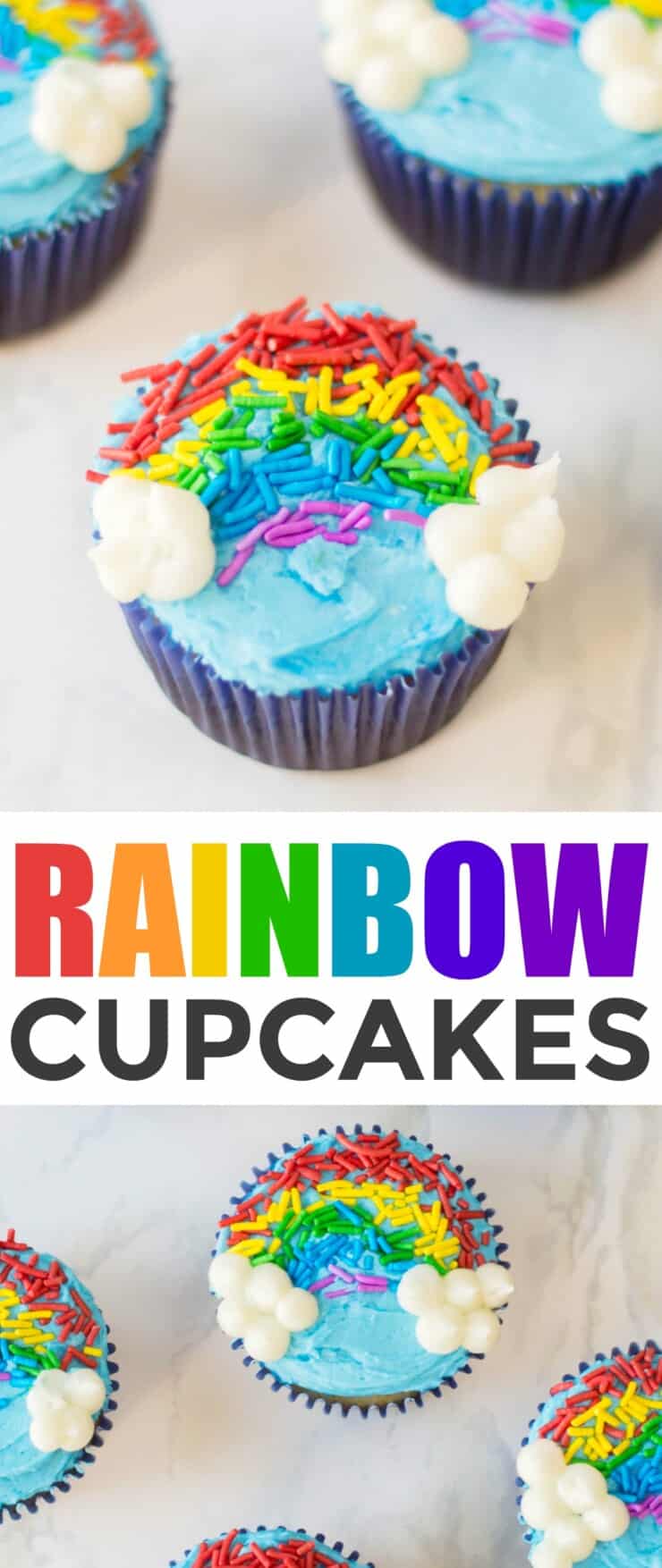 Rainbow Sprinkle Cupcakes with Hidden Glaze