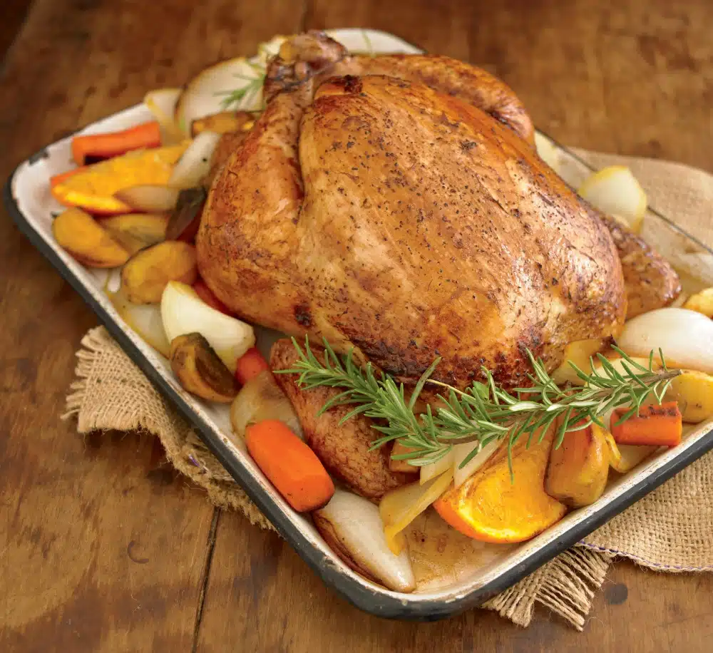 Bid for Flavor: Herb-Roasted Chicken with Root Vegetables