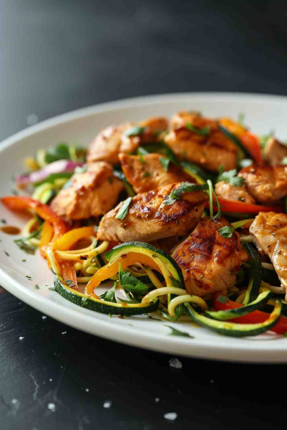 Zucchini Noodle Stir-Fry with Chicken and Avocado