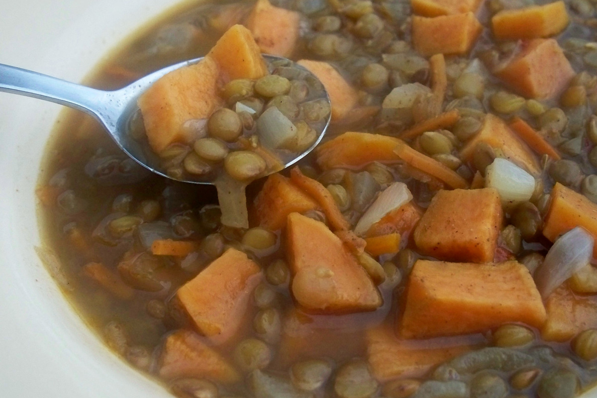 Golden Lentil & Sweet Potato Soup with Cumin