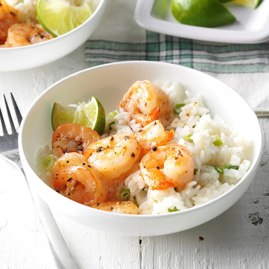 Coconut-Lime Rice with Shrimp and Peas