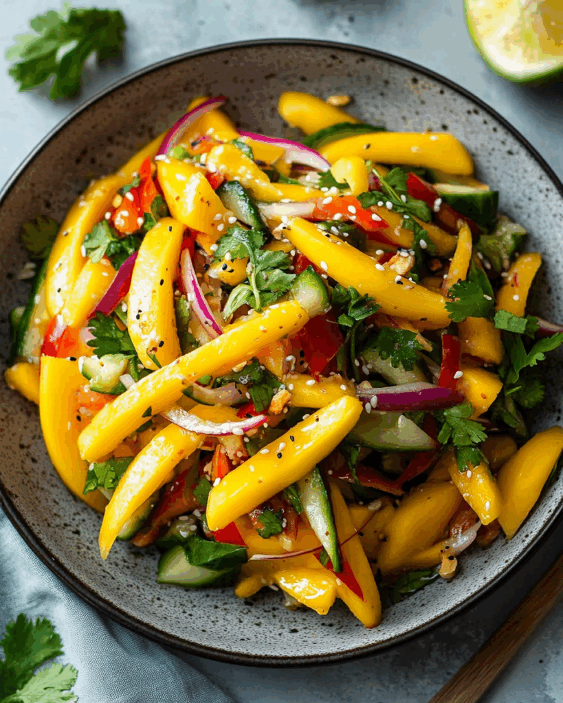 Thai Green Mango Salad with Mexican Chili and Mediterranean Olives