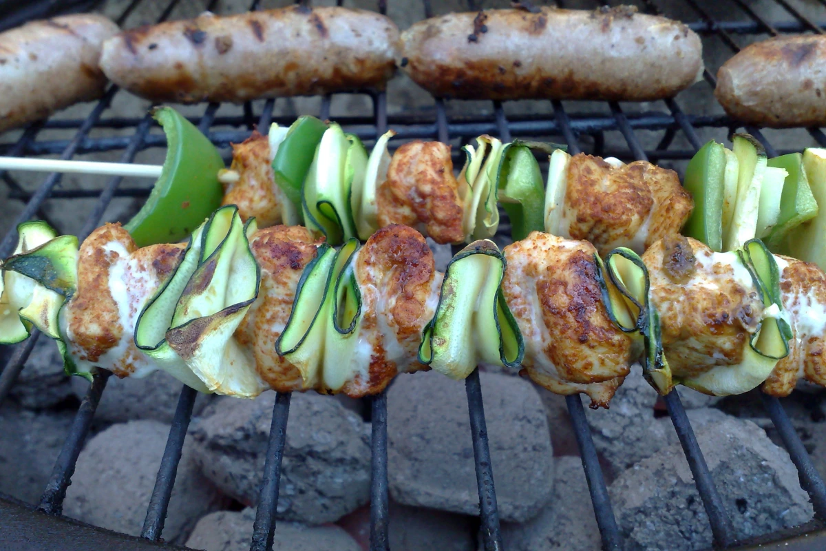 Grilled Herb-Crusted Zucchini and Bell Pepper Skewers