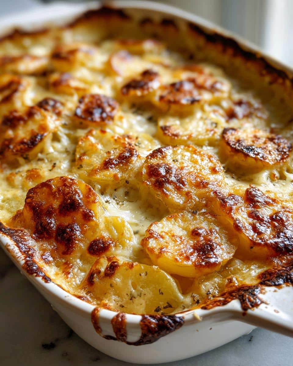 Gruyère Garlic-Herb Scalloped Potatoes with Crispy Top